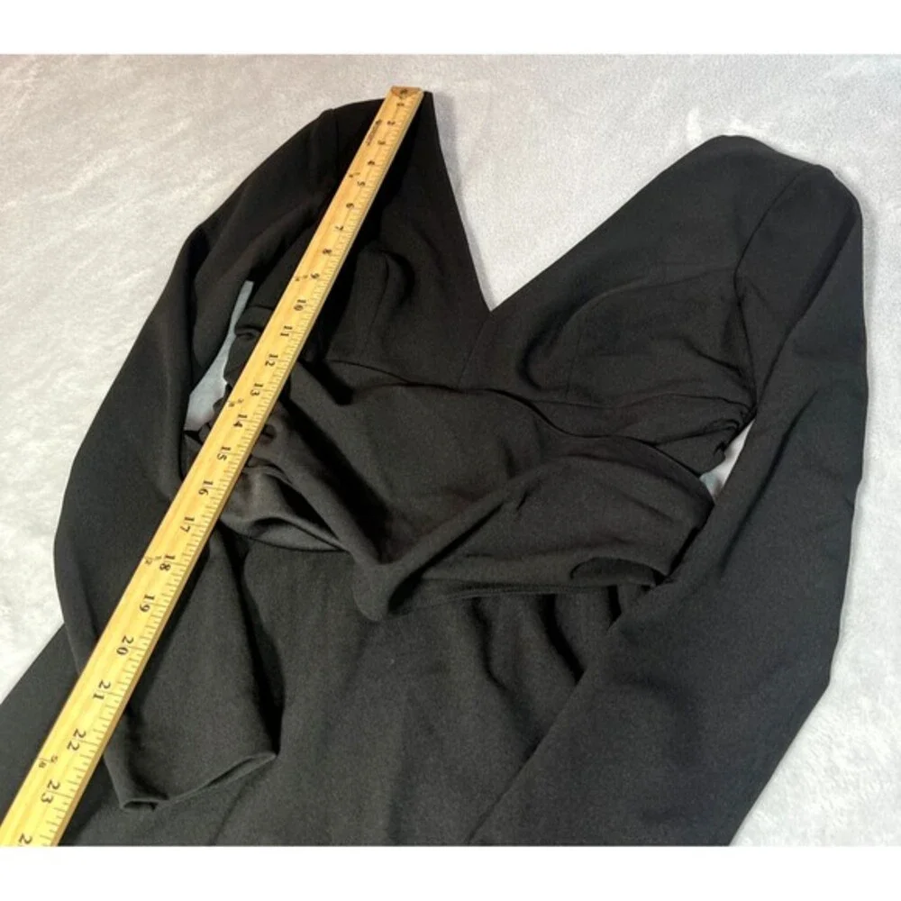 Dress The Population Dress‎ Womens S Small Black Long Sleeve V Neck Midi Sheath
